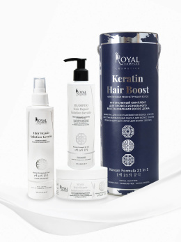 НАБОР KERATIN HAIR BOOST (Укрепляющий шампунь 250 мл, Термозащитный спрей для волос 200 мл, Маска для роста волос 200 мл)