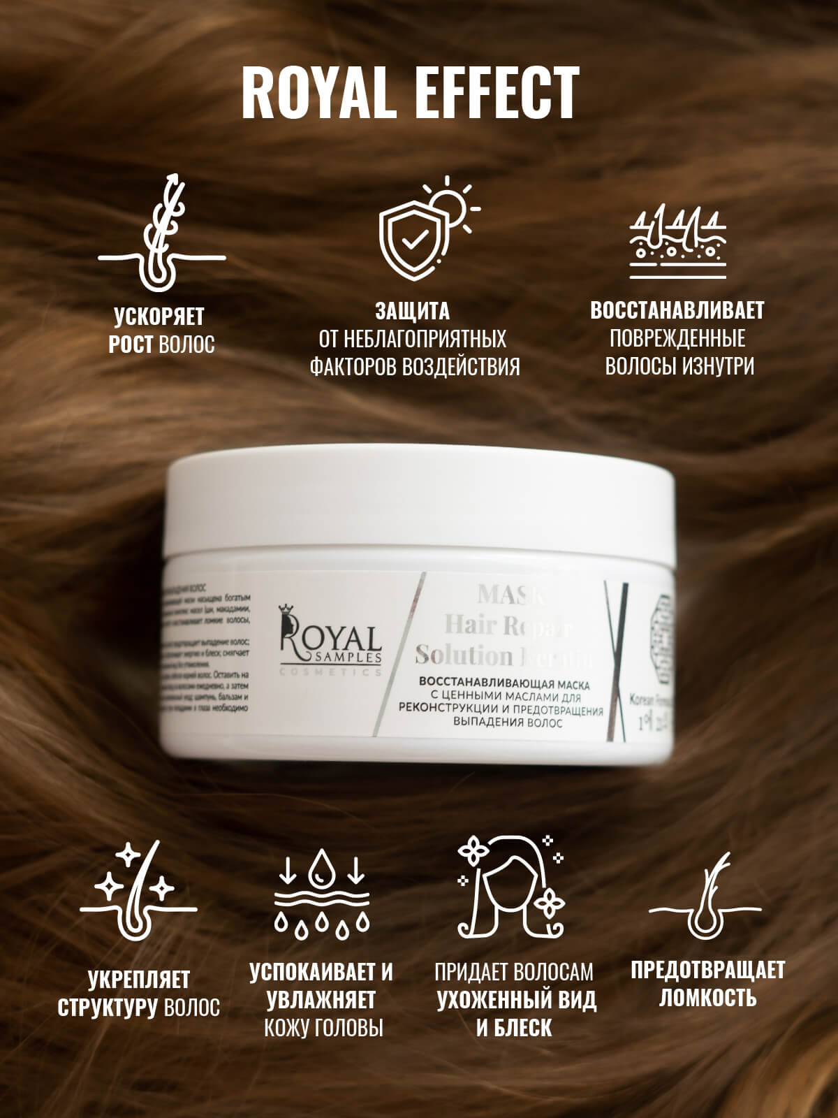 НАБОР KERATIN HAIR RESTORATION (Укрепляющий шампунь 250 мл, Питательный бальзам 250 мл, Маска для роста волос 200 мл)