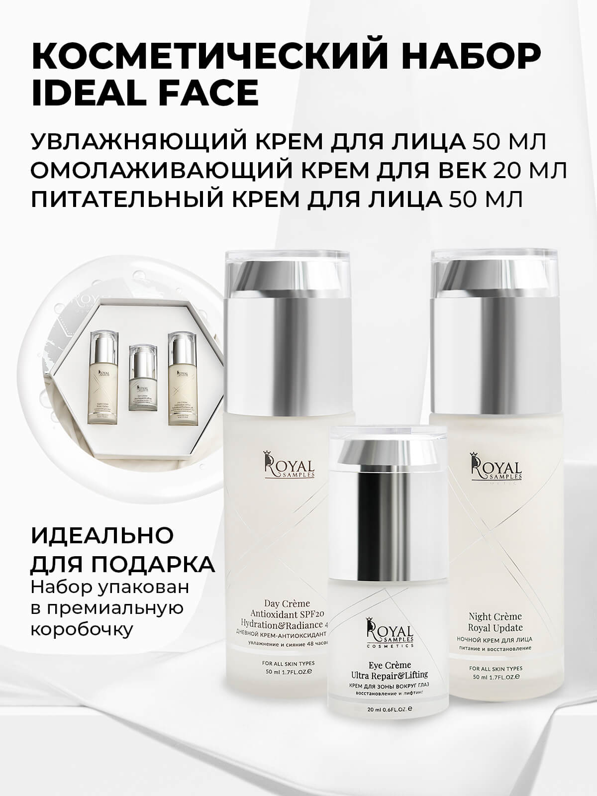 КОСМЕТИЧЕСКИЙ НАБОР IDEAL FACE (крем день, крем ночь, для зоны вокруг глаз)