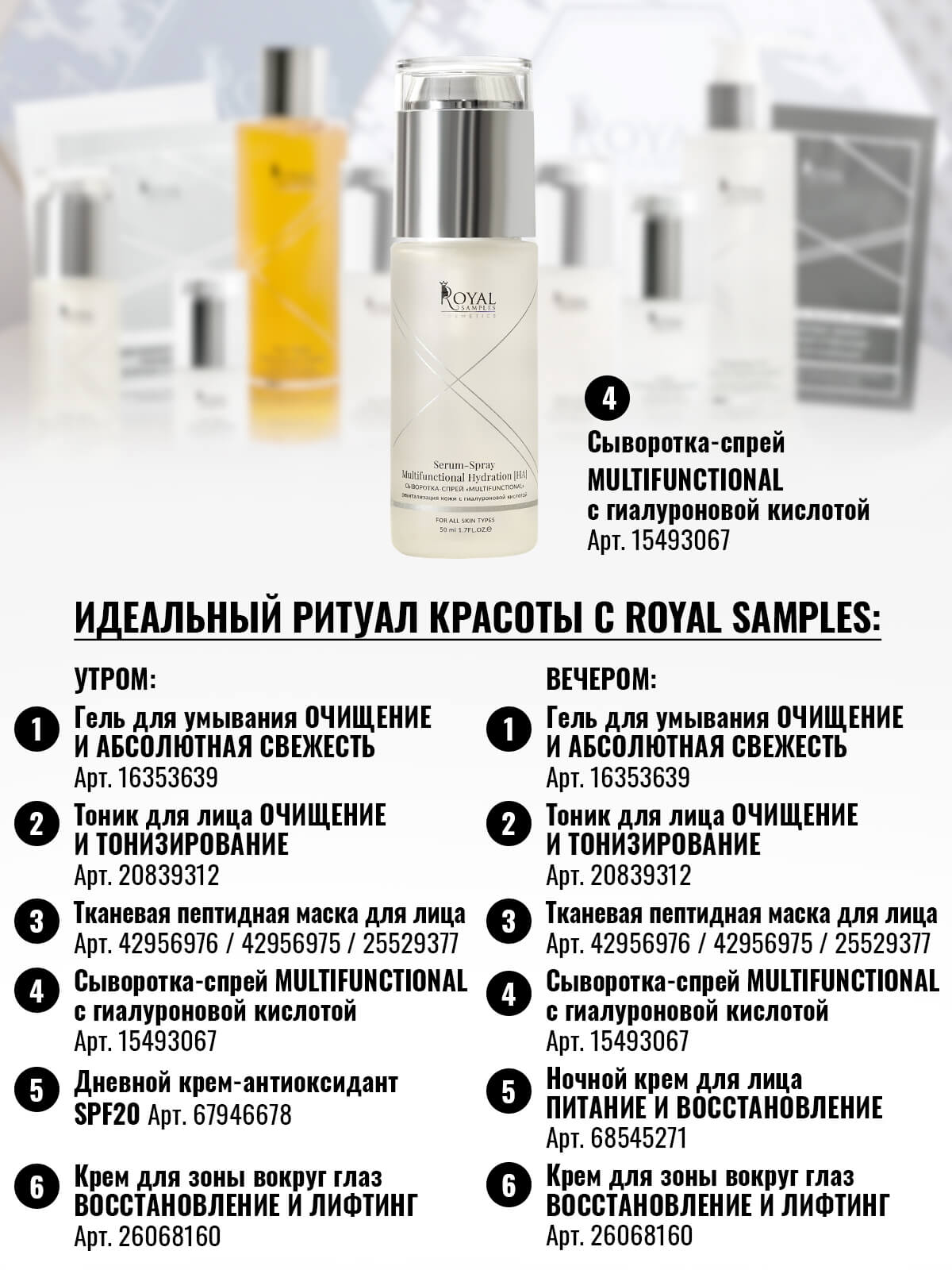 Сыворотка-спрей для лица "МУЛЬТИФУНКЦИОНАЛЬНАЯ" ревитализация кожи с гиалуроновой кислотой 50 мл