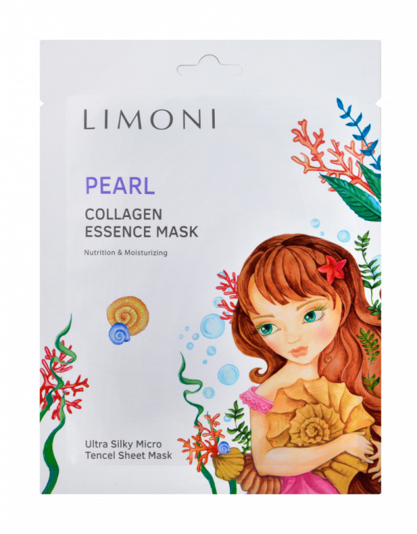 9. LIMONI - Маска для лица осветляющая с жемчужной пудрой и коллагеном Pearl Collagen Essence Mask.jpg